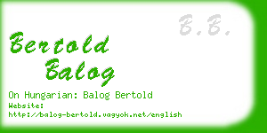 bertold balog business card